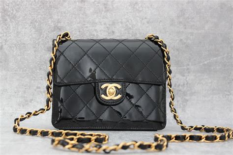 chanel black patent leather purse|chanel patent leather mini bag.